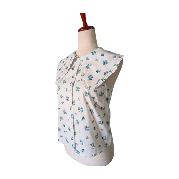 WeWoreWhat Ruffle Collar Button-Up Top Watercolor Ditsy Sz XS NWT - Picture 5 of 11